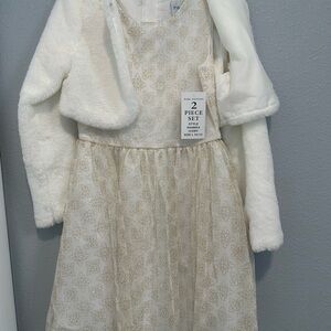 Rare Editions Ivory and Gold Dress Set